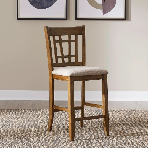 Santa Rosa II Lattice Counter Chair in Honey & Linen (Set of 2)