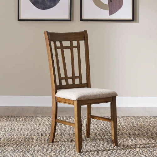 Santa Rosa II Lattice Dining Chair in Honey & Linen (Set of 2)
