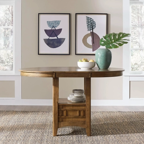 Santa Rosa 60" Storage Pub Height Dining Table in Antique Honey Wood