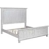 River Place Queen Panel Bed in Distressed Riverstone White & Tobacco Brown Wood