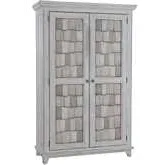River Place Armoire in Distressed Riverstone White & Tobacco Brown Wood