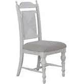 River Place Woven Panel Back Dining Chair in Distressed White Wood & Linen