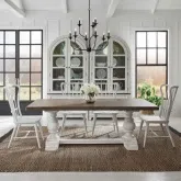 River Place 5-Piece Trestle Dining Set in Distressed White & Brown Wood