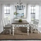 River Place 6-Piece Dining Set in Distressed White & Brown Wood