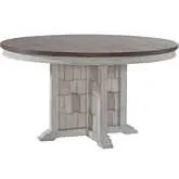 River Place 54" Round Pedestal Dining Table in Distressed White & Tobacco Brown Wood