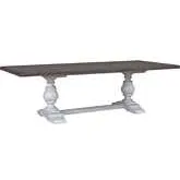 River Place 102" Trestle Dining Table in Distressed White & Tobacco Brown Wood