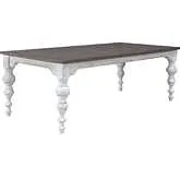 River Place 90" Dining Table in Distressed White & Tobacco Brown Wood