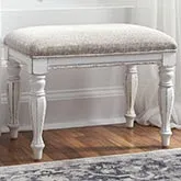 Magnolia Manor Accent Vanity Bench in Antique White
