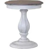 Magnolia Manor Round End Table in Antique White & Weathered Brown
