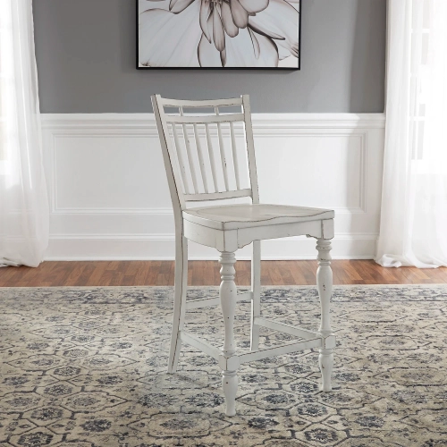Magnolia Manor Spindle Counter Chair in Antique White (Set of 2)