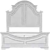 Magnolia Manor Queen Panel Bed in Distressed Antique White Wood
