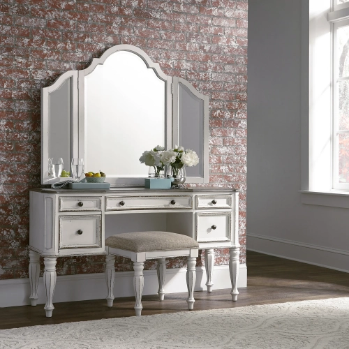 Magnolia Manor Bedroom Vanity Set in Antique White