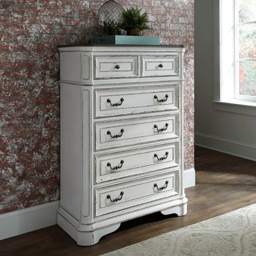Magnolia Manor 5-Drawer Chest in Antique White