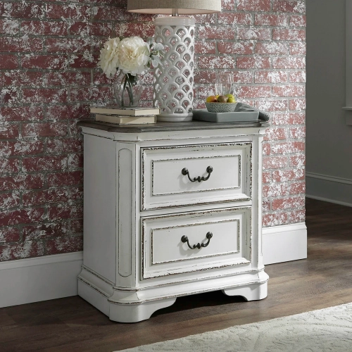 Magnolia Manor 2-Drawer Nightstand in Antique White