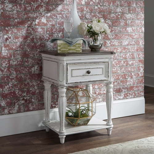 Magnolia Manor Leg Nightstand in Antique White