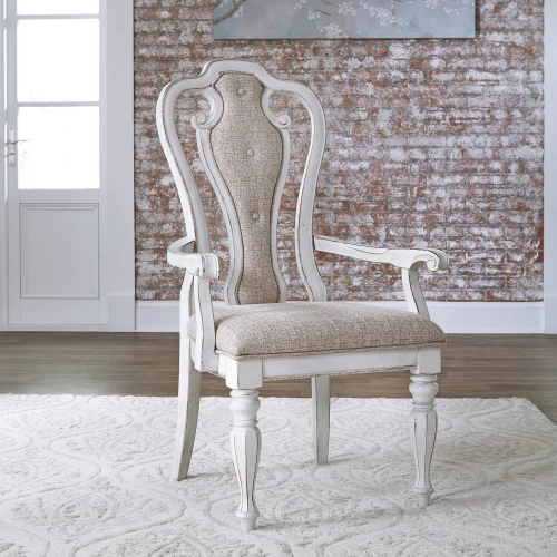 Magnolia Manor Splat Back Dining Arm Chair in White (Set of 2)