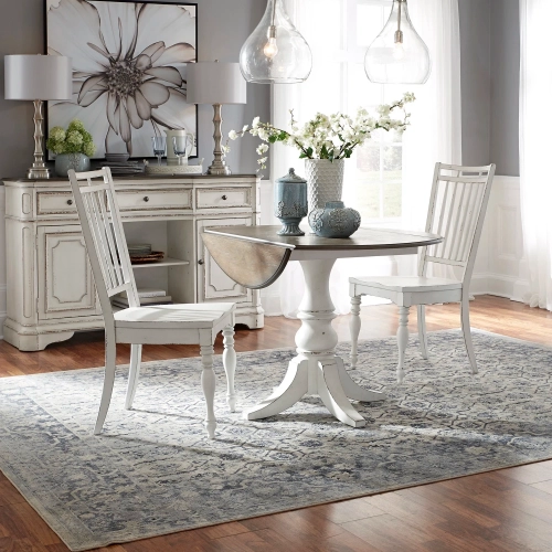 Magnolia Manor 3-Piece Drop-Leaf Dining Set in Antique White