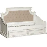 Magnolia Manor Twin Daybed with Trundle in Antique White & Chenille