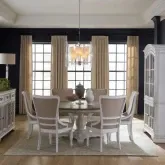 Magnolia Manor 7-Piece Pedestal Dining Set in Antique White & Weathered Brown