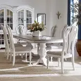 Magnolia Manor 7-Piece Double Pedestal Dining Set in Antique White & Brown