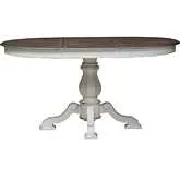Magnolia Manor 60" Pedestal Dining Table in Antique White & Weathered Wood
