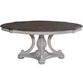 Magnolia Manor 72" Round Dining Table in Antique White & Weathered Bark Wood
