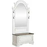 Magnolia Manor 2-Piece Hall Tree Set in Antique White & Wood