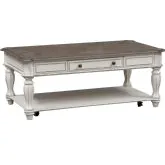 Magnolia Manor Cocktail Table in Antique White Wood