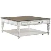 Magnolia Manor Coffee Cocktail Table in Antique White & Weathered Bark