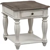 Magnolia Manor End Table in Antique White Wood