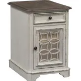 Magnolia Manor Side Table in Antique White Wood