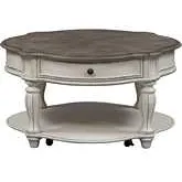 Magnolia Manor Round Coffee Cocktail Table in Weathered Bisque