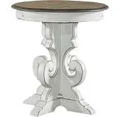 Magnolia Manor Round End Table in Weathered Bisque