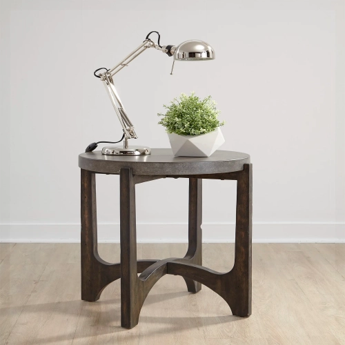 Cascade End Table in Brushed Brown & Concrete