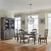 Paradise Valley 5-Piece Dining Set in Brown Wood & Leatherette