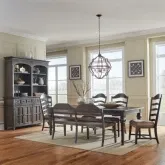 Paradise Valley 6-Piece Dining Set in Brown Wood & Leatherette