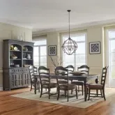 Paradise Valley 7-Piece Dining Set in Brown Wood & Leatherette