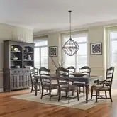 Paradise Valley 7-Piece Dining Set in Brown Wood & Brown Leatherette