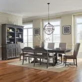 Paradise Valley 6-Piece Trestle Dining Set in Brown Wood & Fabric
