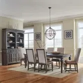 Paradise Valley 7-Piece Dining Set in Brown Wood & Fabric