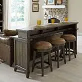 Paradise Valley 4-Piece Set in Saddle Brown Wood & Brown Leatherette