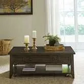 Paradise Valley Coffee Cocktail Table in Brown Wood & Blue Stone