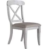 Ocean Isle X Back Dining Chair in Antique White & Gray Linen