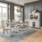 Ocean Isle 6-Piece Dining Set in White, Pine & Gray Linen