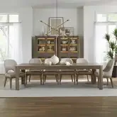 South Bend 7-Piece Dining Set in Burnished Wood & Neutral Fabric