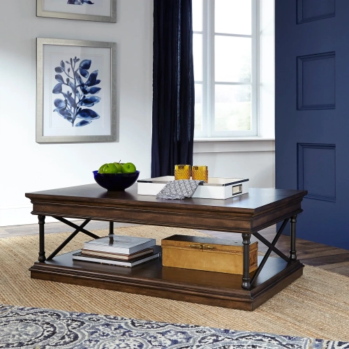 Tribeca Coffee Cocktail Table in Cordovan Brown Wood