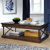 Tribeca Coffee Cocktail Table in Cordovan Brown Wood