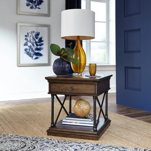 Tribeca Drawer End Table in Cordovan Brown Wood