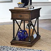 Tribeca Drawer Chair Side End Table in Cordovan Brown Wood