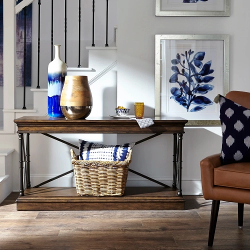 Tribeca Sofa Table in Cordovan Brown Wood